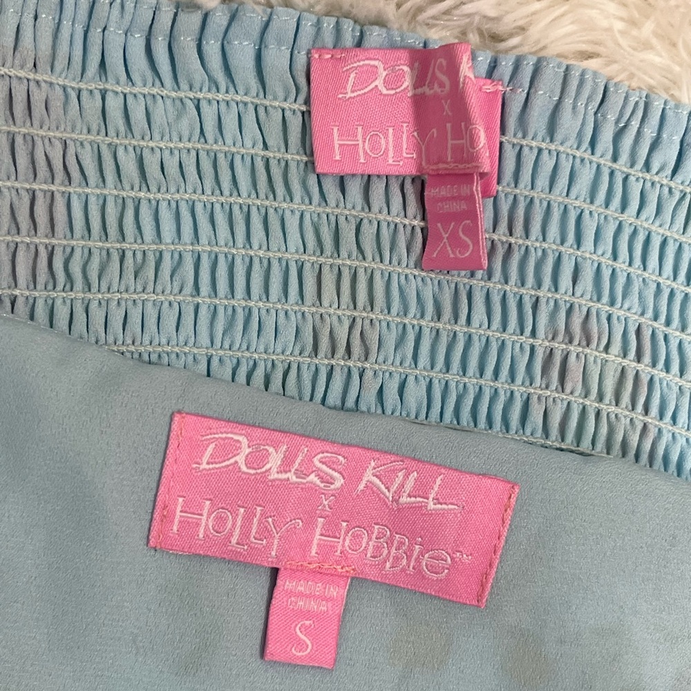 DOLLS KILL x HOLLY HOBBIE Pat A Cake Floral Print Chiffon Skirt Set Pink Size S - Picture 6 of 6
